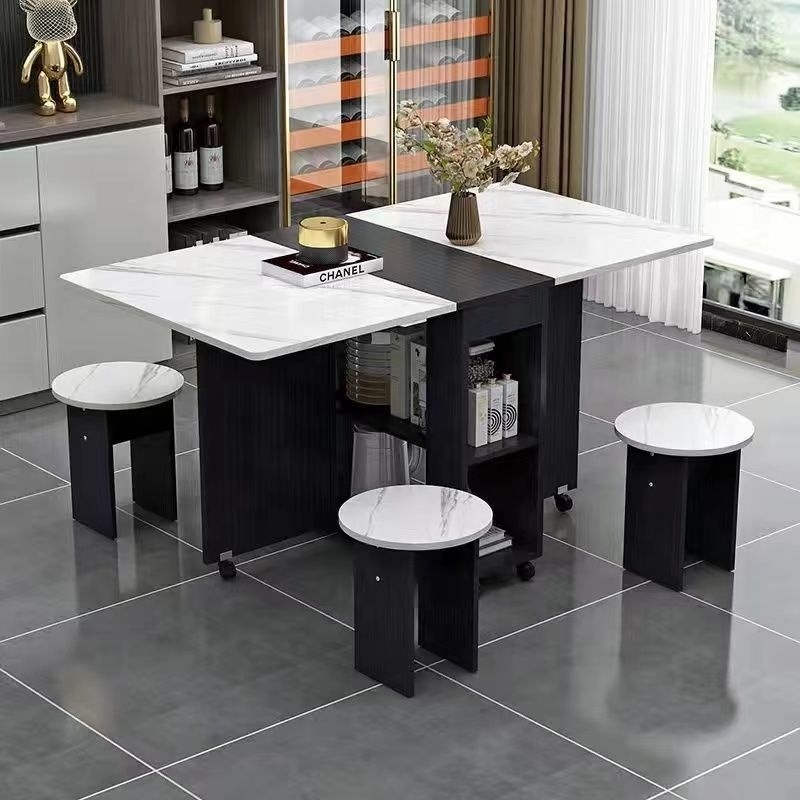 Folding table Household small apartment simple multi-functional table and chair combination rectangular movable dining table