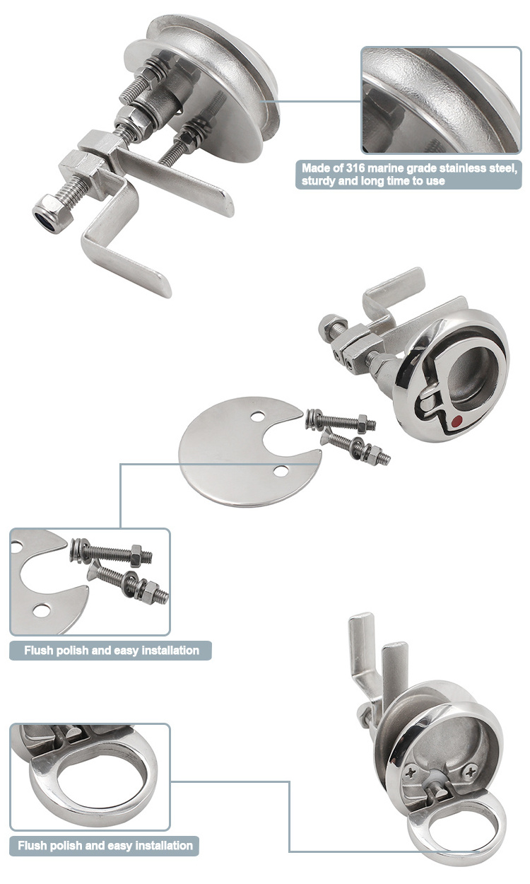 boat flush hatch accessories stainless steel 316 turning lock lift ring handle latch  used boat hatch