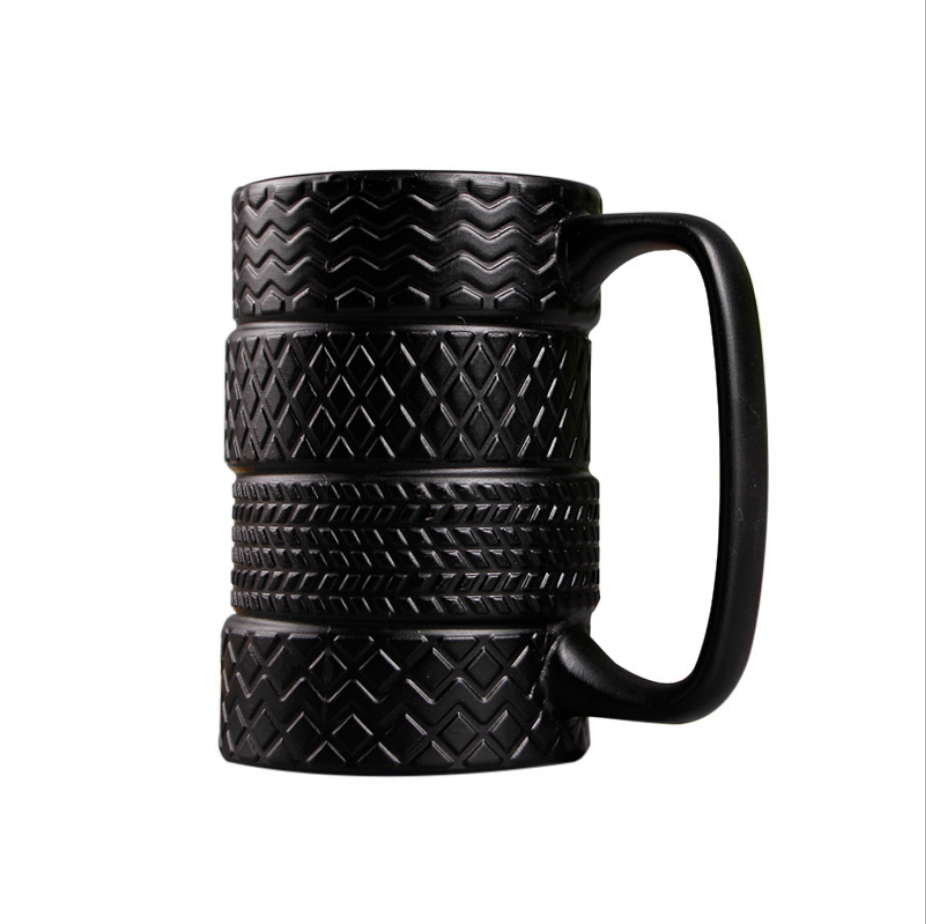 large ceramic new strange office mug car cup factory direct sales mugs customized 3D black tire Mug for man