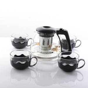 Kung Fu Multiple Heat Resistant Glass Teapot coffee pot 304 Stainless Steel Infuser And Lid infusion tea pots