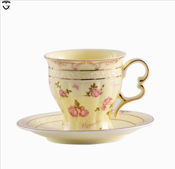 Decoration pakistan Accessories bone china ceramic Coffee water tea Phnom Penh 6 rose cups cup set with tea pot and big tray