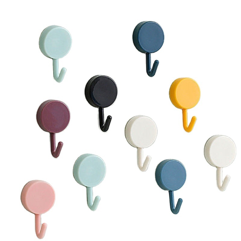 10PCS Self Adhesive Wall Hook Strong Without Drilling Coat Bag Bathroom Door Kitchen Towel Hanger Hooks Home Storage Accessories