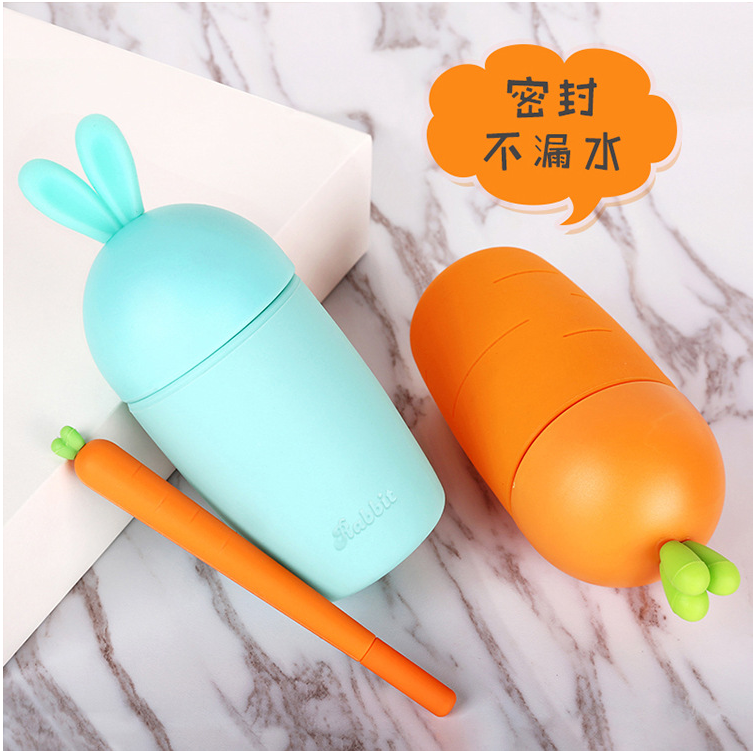 Cactus Christmas cartoon Carrot rabbit bottle gifts colorful silicone Mini cute glass water bottle with rope for kids