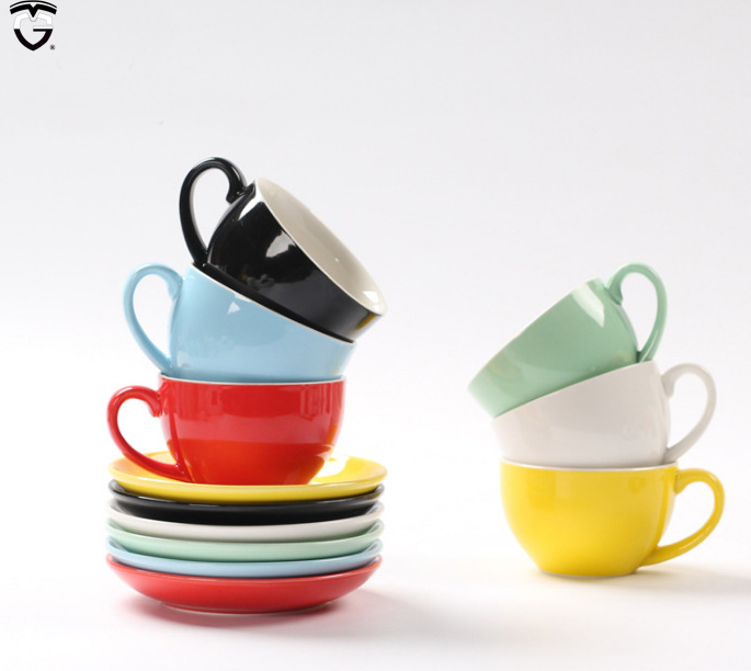 300ml 220ml 200ml 150ml ceramic coffee cup cappuccino espresso latte colour mug cup set with saucer wholesale