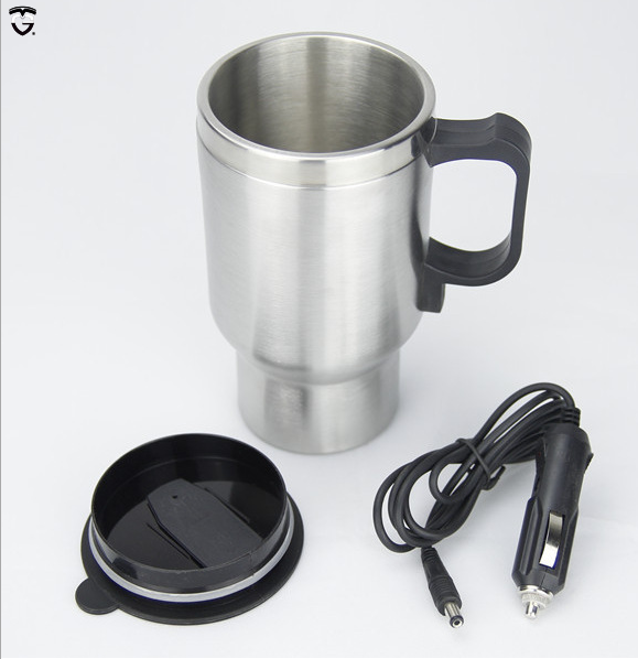 Double stainless steel 12V car USB mug plug-in heated thermos charging insulation mugs electric cup heated mug warmer