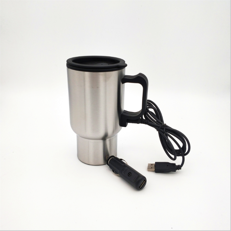 Double stainless steel 12V car USB mug plug-in heated thermos charging insulation mugs electric cup heated mug warmer