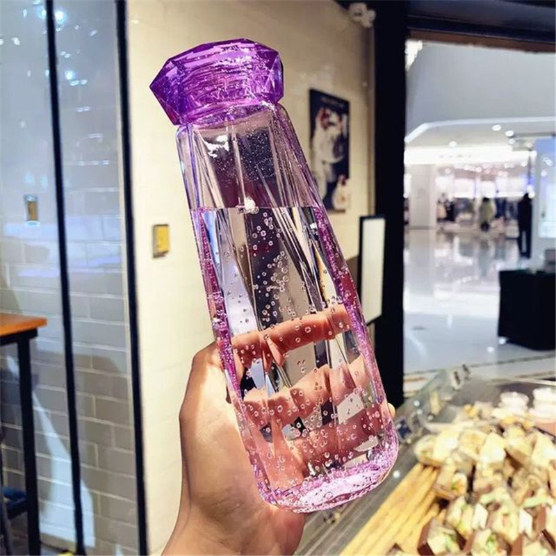 Crystal Glass Water Bottle Fashion Travel Mug Sport Water Bottles Camping Hiking Kettle Drink Cup Gift colorful