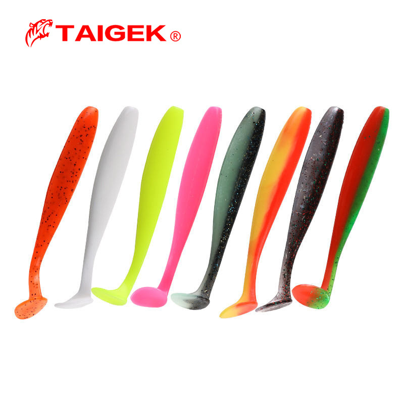 TAIGEK 12cm 9.6g Factory Wholesale Artificial Soft Bait 8 Colors Shad Lure Customized Worm Soft Fishing Lure