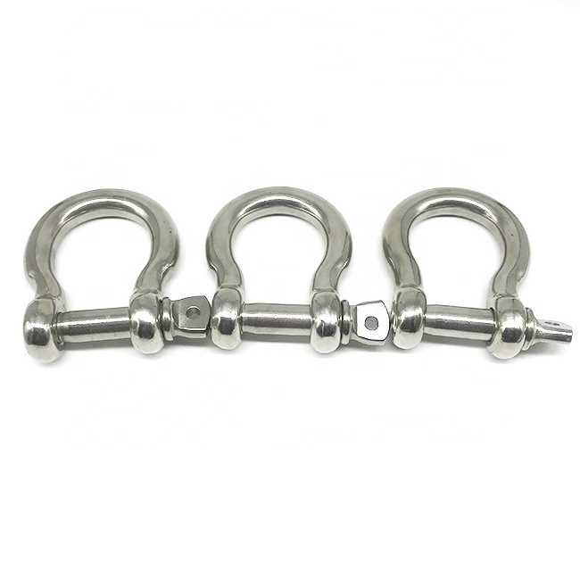 AISI 316 304 Marine Screw Pin Shackle Aduustable Omegal Shackles Stainless Steel Bow Shape Anchor Shackle