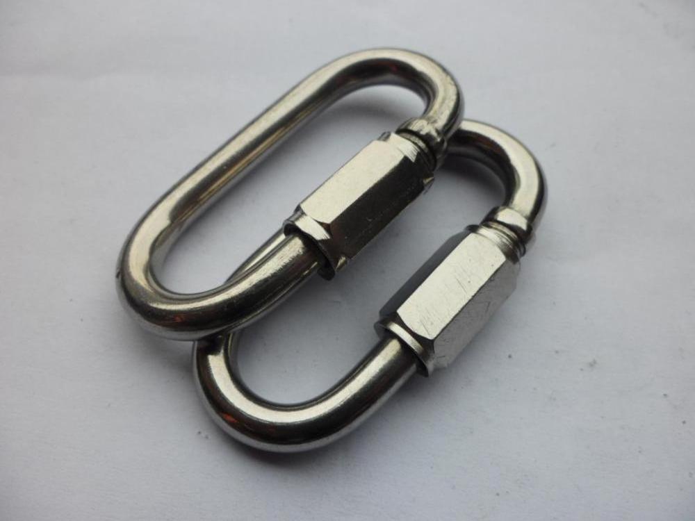 304 Stainless Steel M4 Chain Quick Link Oval Thread Carabiner Chain Connector