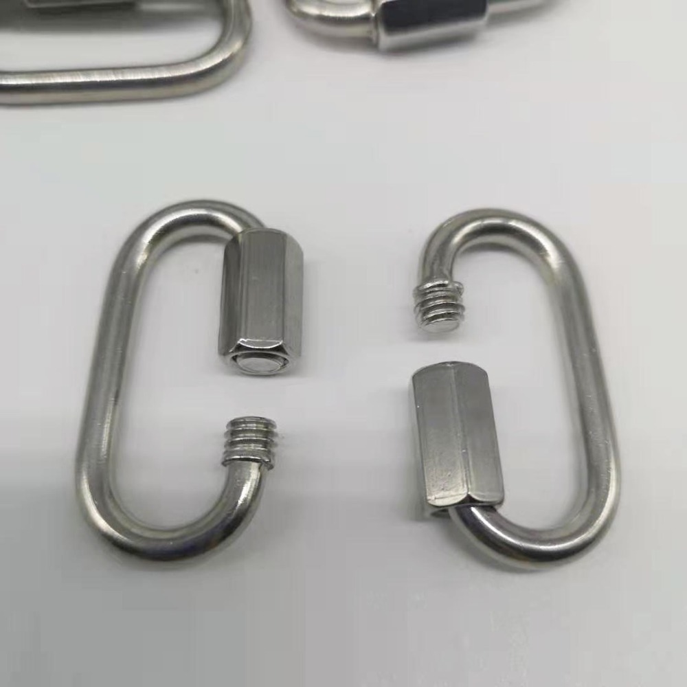 304 Stainless Steel M4 Chain Quick Link Oval Thread Carabiner Chain Connector