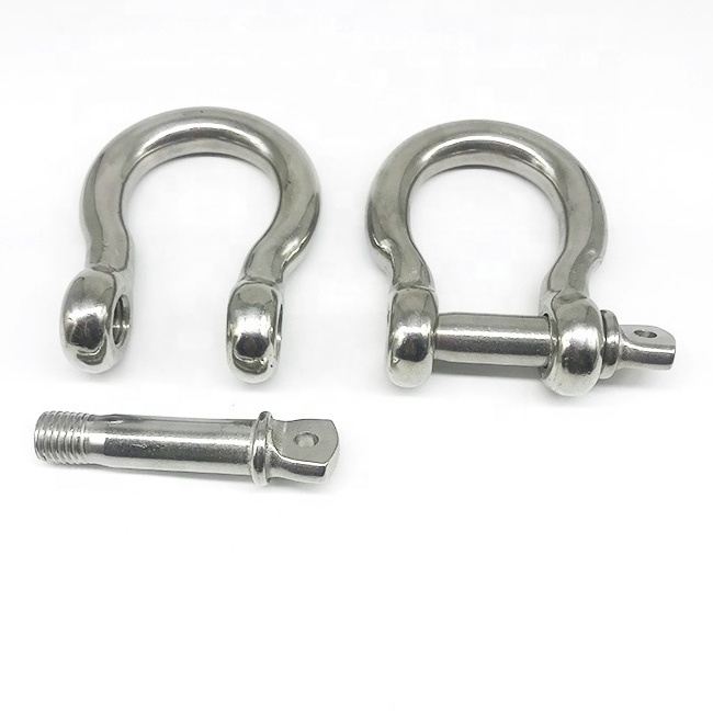 AISI 316 304 Marine Screw Pin Shackle Aduustable Omegal Shackles Stainless Steel Bow Shape Anchor Shackle