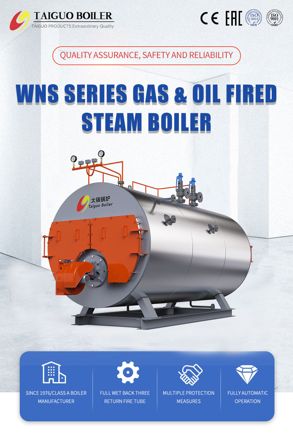 2 ton waste oil gas steam boiler for textile industry