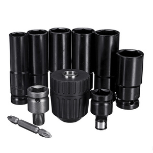 10pcs Set Electric Impact Wrench Hexs Socket Head Kit Drill Chuck Drive Adapter SET Electric Drill Wrench Screwdrivers