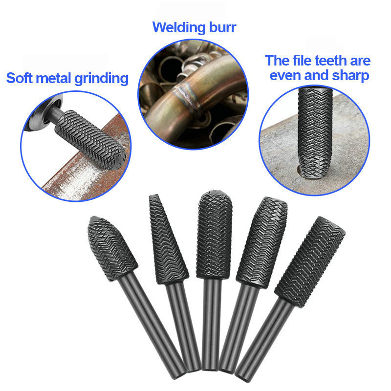 Rotary steel  special-shaped file 5-piece set of rotary steel embossed steel file electric grinding head soft metal grinding