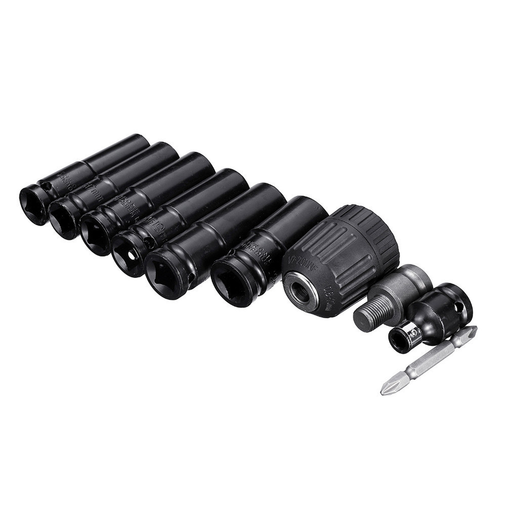 10pcs Set Electric Impact Wrench Hexs Socket Head Kit Drill Chuck Drive Adapter SET Electric Drill Wrench Screwdrivers