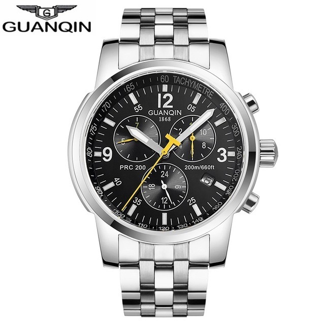 GUANQIN GQ50009 Business Mans Automatic Mechanical Watch Logo Fashion Stainless Steel Strap Complete Calendar Men Wrist Watches