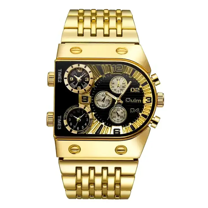 Oulm 9315 Fancy Mens Quartz Wrist Watch Luxury Gold Strap 3 Clock Waterproof Men Watches 1 Price