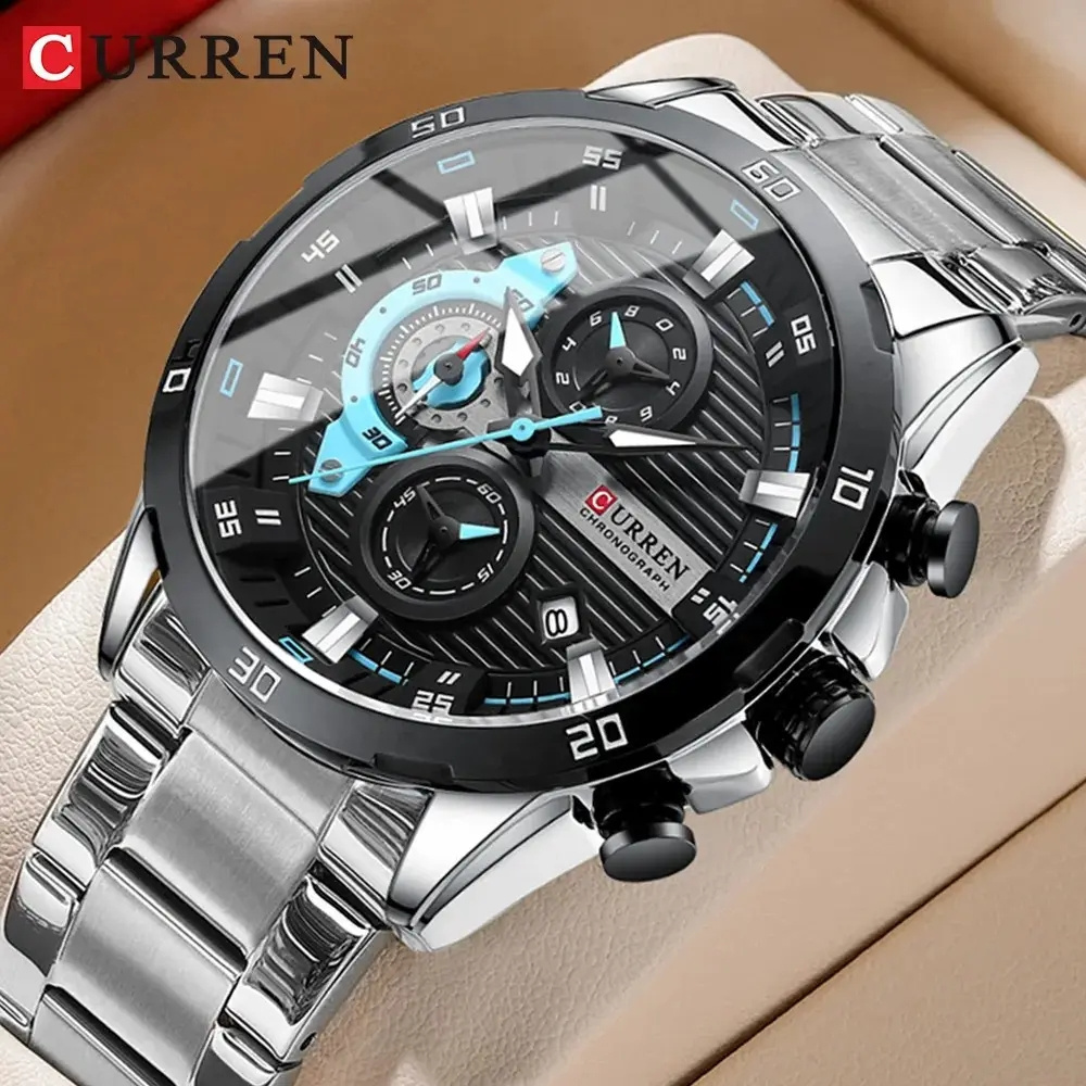 CURREN 8402 Men Watches New Model Reloj Blue Fashion Luxury Brand Stainless Steel Strap Men Wrist Watch Quartz Watches For Man