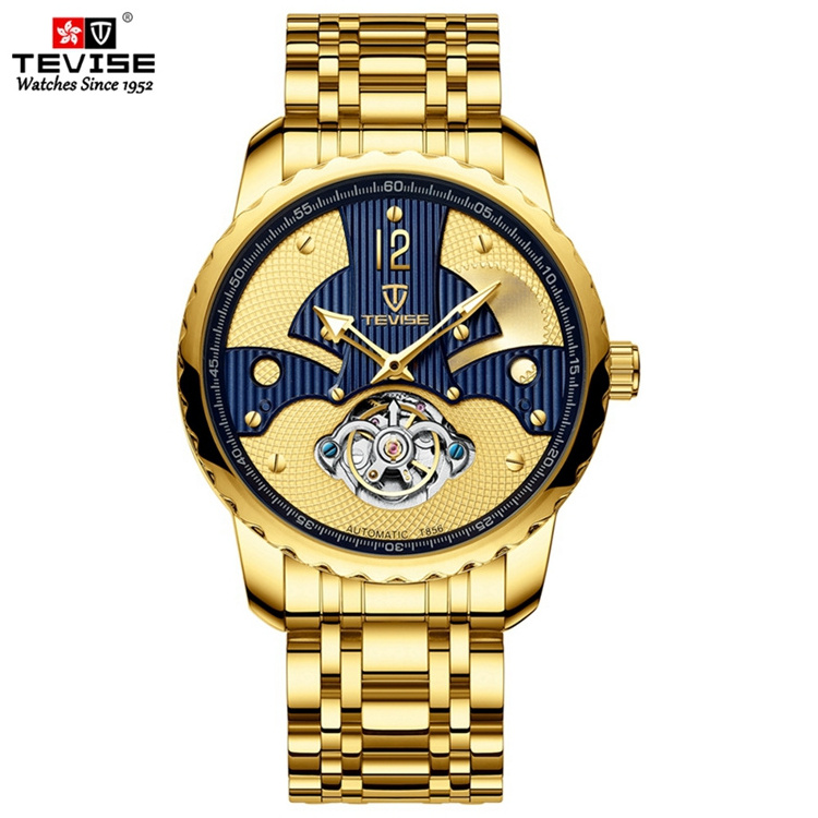 TEVISE T856B Men Automatic Mechanical Watches Latest Hand Watch For Man Luminous Pointer Stainless Steel Back Waterproof Watch