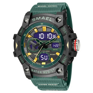 Smael 8086 Men Stylish Shock Resistant Sport Watches Dual Time Sport Digital Wristwatch Men's Complete Week Calendar waterproof