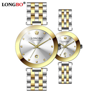 LONGBO 80582 Luxury Couple Quartz Watches New Design Fashion Custom Watch Stainless Steel Wristwatch Gold Women Men