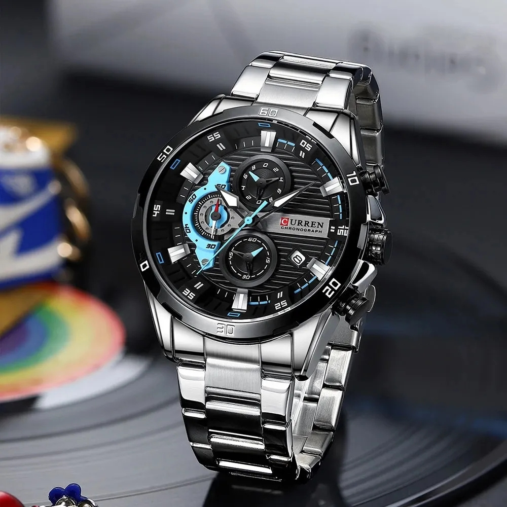 CURREN 8402 Men Watches New Model Reloj Blue Fashion Luxury Brand Stainless Steel Strap Men Wrist Watch Quartz Watches For Man