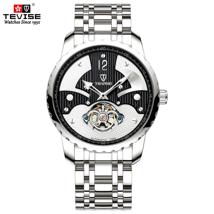 TEVISE T856B Men Automatic Mechanical Watches Latest Hand Watch For Man Luminous Pointer Stainless Steel Back Waterproof Watch