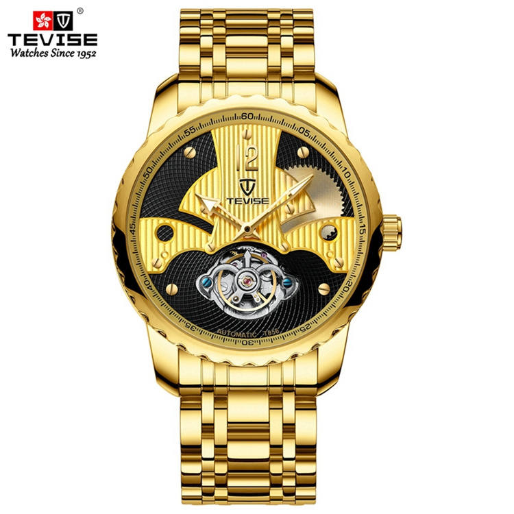 TEVISE T856B Men Automatic Mechanical Watches Latest Hand Watch For Man Luminous Pointer Stainless Steel Back Waterproof Watch