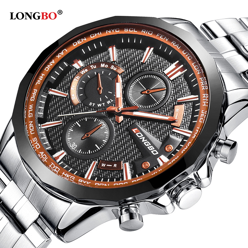 Longbo 80235 Wholesale Men Quartz Watch Stainless Steel Custom Mens Wrist Watch