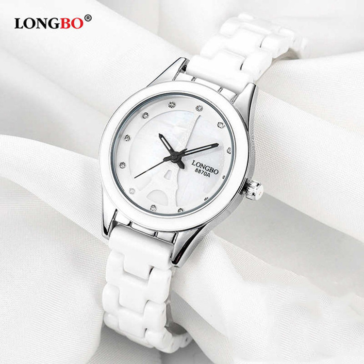 LONGBO 8870A Ladies Japan Quartz Watches 2019 New Elegant Ceramic Strap Charm Better Quality Gift Women Relogio Masculino