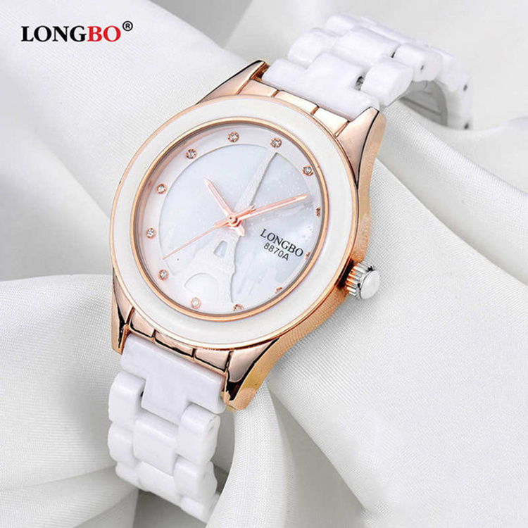 LONGBO 8870A Ladies Japan Quartz Watches 2019 New Elegant Ceramic Strap Charm Better Quality Gift Women Relogio Masculino