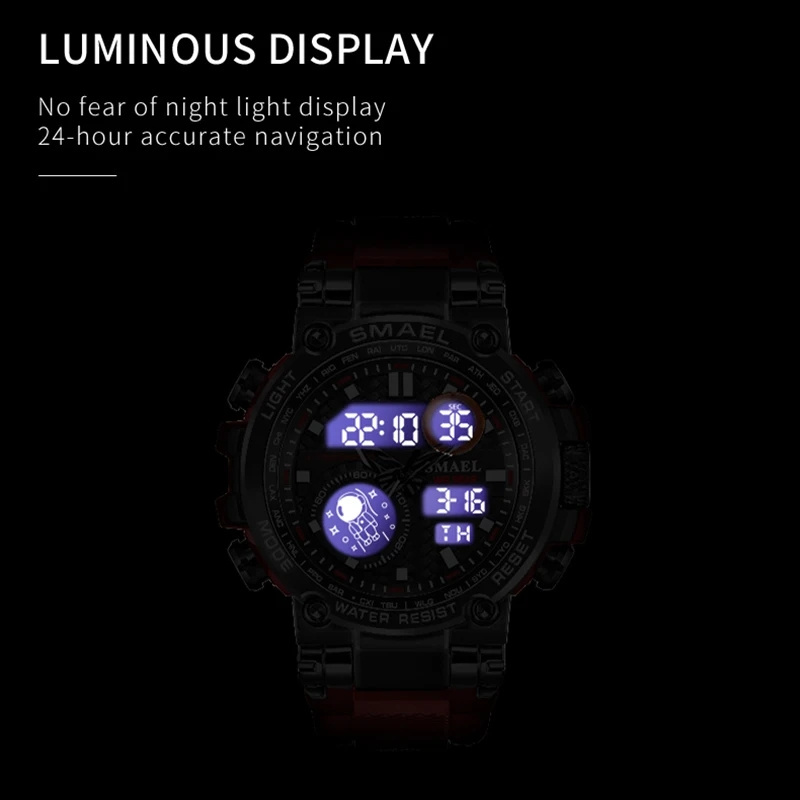 Smael 8093 Business Men Luxury Watch Fashion Classic Low MOQ Chronograph Latest LED Digital Watches Men Clock Resin Belt Digit