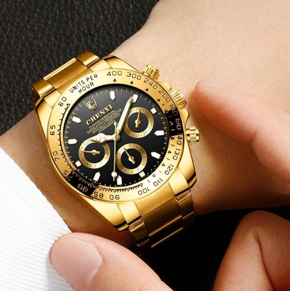 CHENXI 086A Man Quartz Wrist Watch Luxury Stainless Steel Gold Plated Watch For Man Relogio Masculino Watch Men 2022