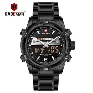 KADEMAN 6173 PU Leather Band Hot Sell Accurate Male Digital Watch Dual Display Multi Function Low MOQ Outdoor relogio musculino