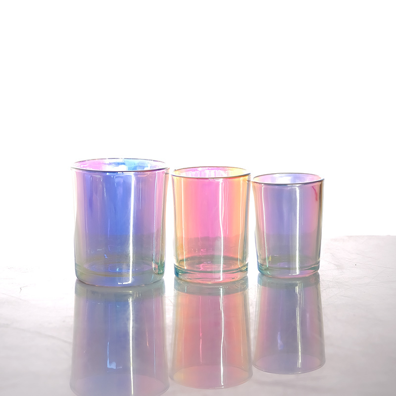 luxury iridescent candle jar rainbow 6oz 8oz 12oz empty glass jar bulk votive candle holders