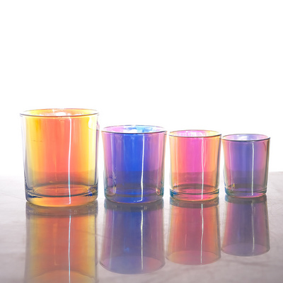 luxury iridescent candle jar rainbow 6oz 8oz 12oz empty glass jar bulk votive candle holders