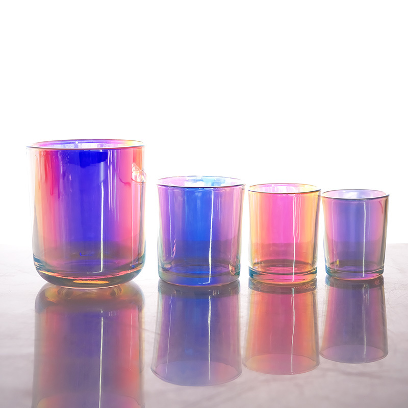 luxury iridescent candle jar rainbow 6oz 8oz 12oz empty glass jar bulk votive candle holders