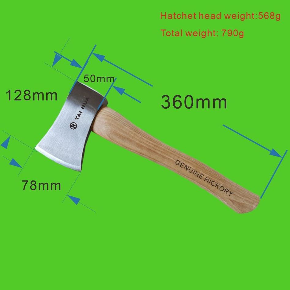 1.25LB Forged high carbon Steel Head, genuine hickory handle Camping Hatchet  throwing hatchet