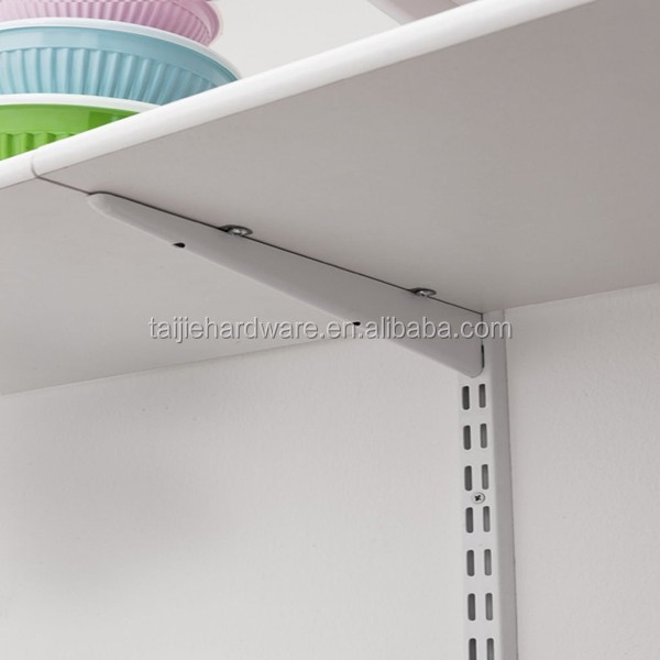 White Twin Slot upright shelving Bracket Wall Mounted Shelf Bracket