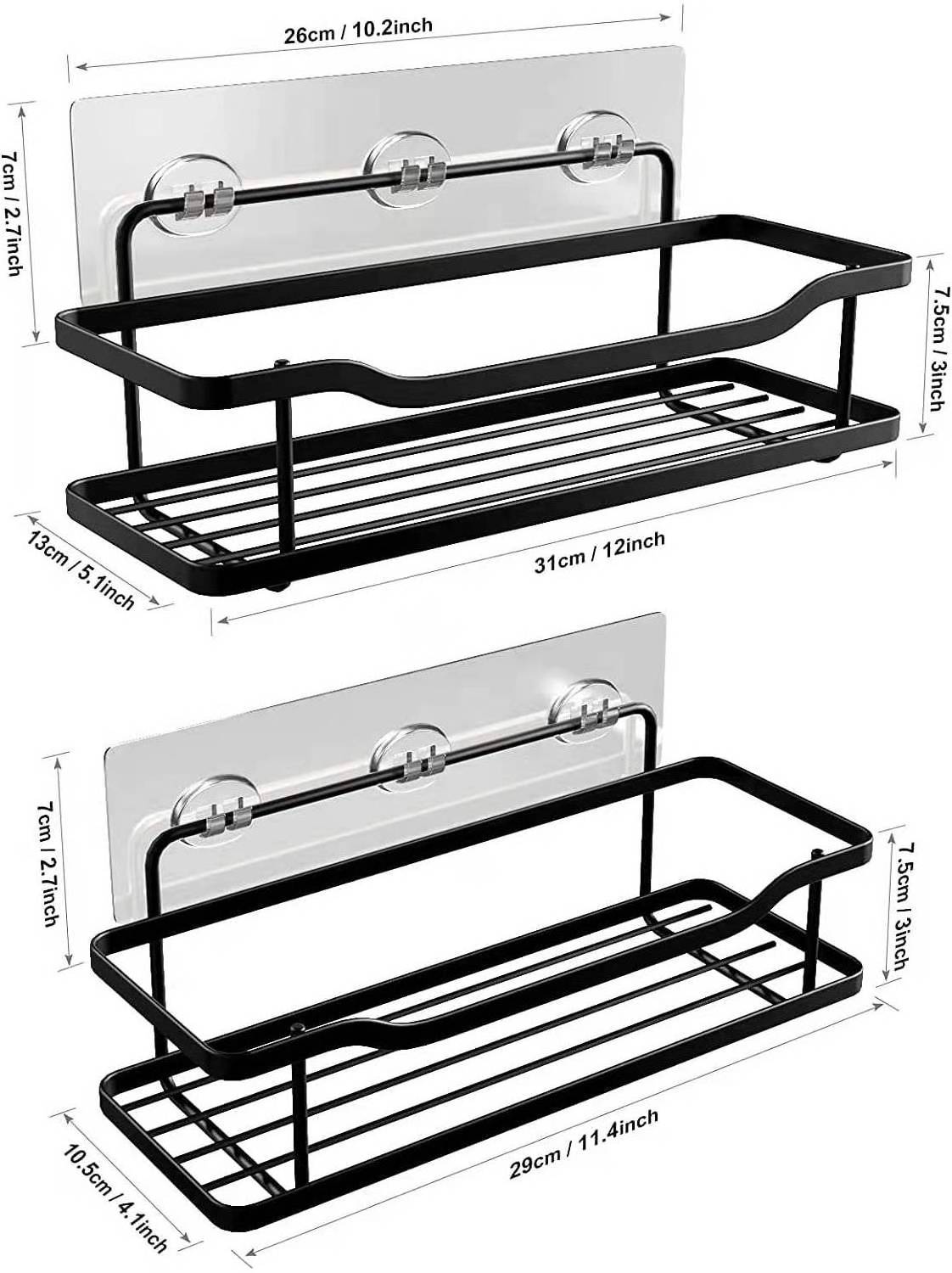 Two Tier Wall Mounted Bathroom Shelf Stainless Steel body wash Storage Organizer Rack