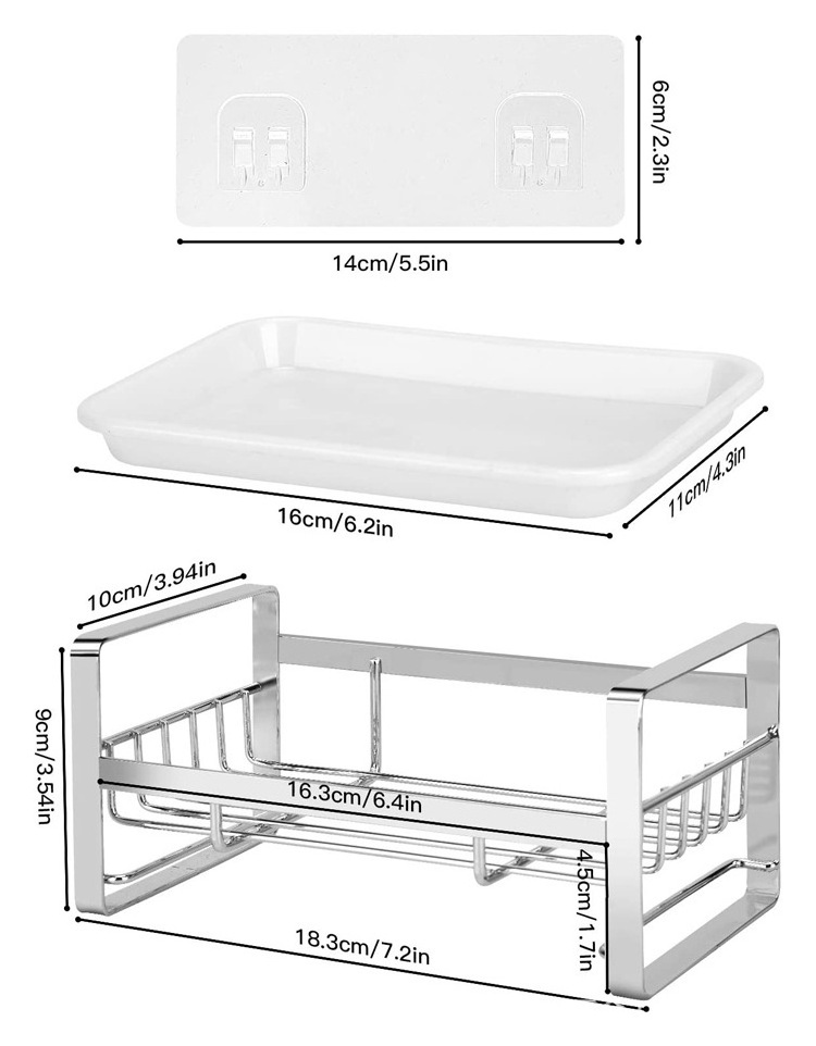 Stainless steel kitchen sink caddy with drip tray kitchen sponge holder sink caddy Sink Organizer