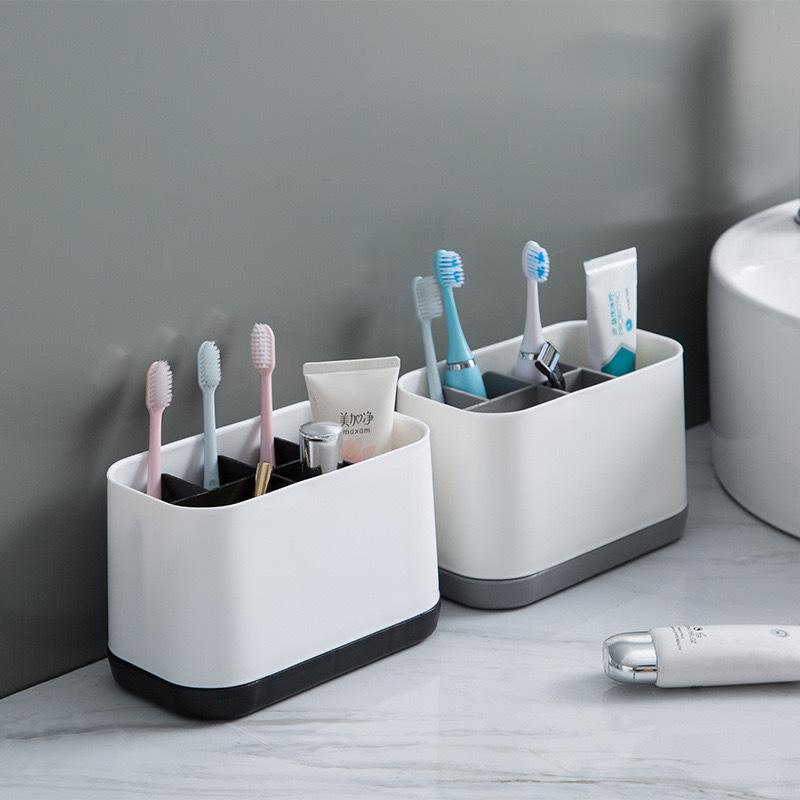 Toothbrush and Toothpaste Holder Drainage for Bathroom Countertop Large Toothpaste Caddy Organizer Storage Anti-Slip for Shower