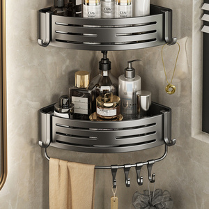 Hot Sale Multi Aluminum Wall  Adhesive Bracket Rack Storage Shower Caddy Bathroom Corner Shelf