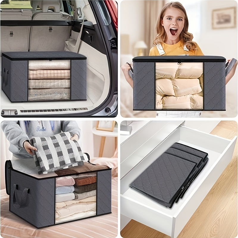 Clothes Storage, Foldable Blanket Storage Bags, Storage Containers for Organizing Bedroom, Closet, Clothing, Comforter