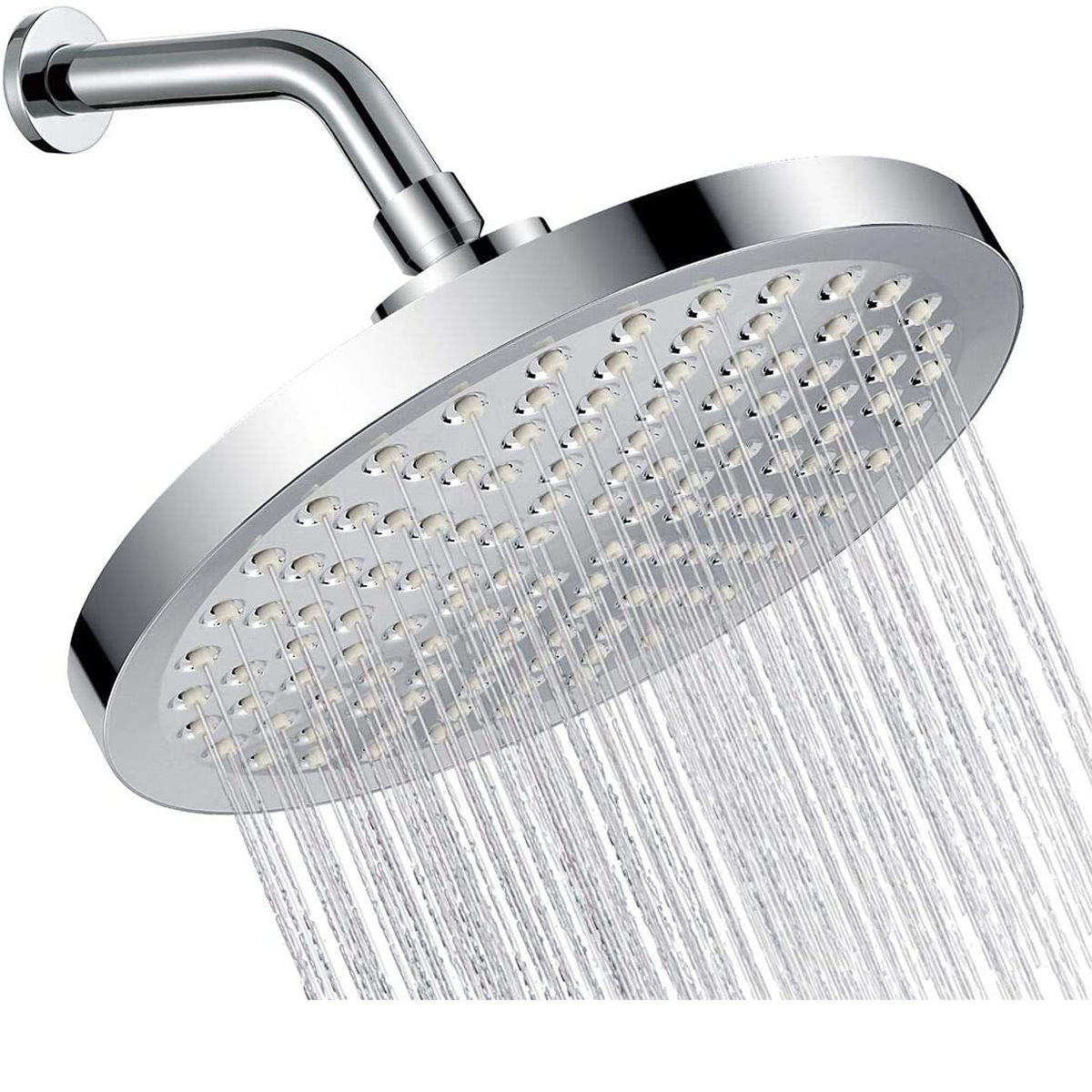 Hot sale 6 inch full chrome electric heating high pressure rainfall shower head with filter for bathroom