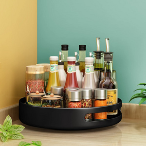 carbon steel Creative Multi-function Space Saving Kitchen Storage Spice Rack Turntable Cabinet Organizer