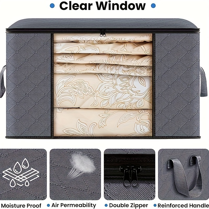 Clothes Storage, Foldable Blanket Storage Bags, Storage Containers for Organizing Bedroom, Closet, Clothing, Comforter