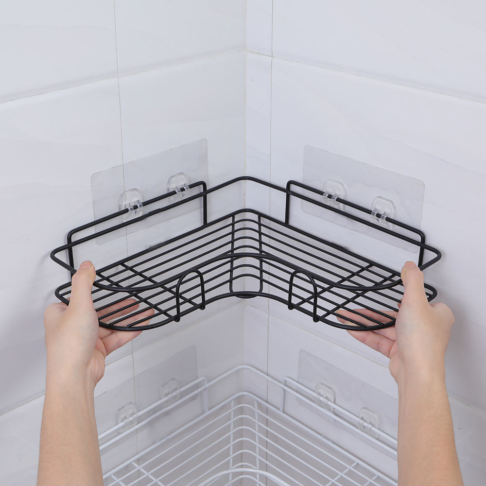 Bathroom Shelf Metal Shelf Storage Rack Stainless Steel Punch-Free Firm Shower Kitchen Fitted Wall Storage Organizer Rack