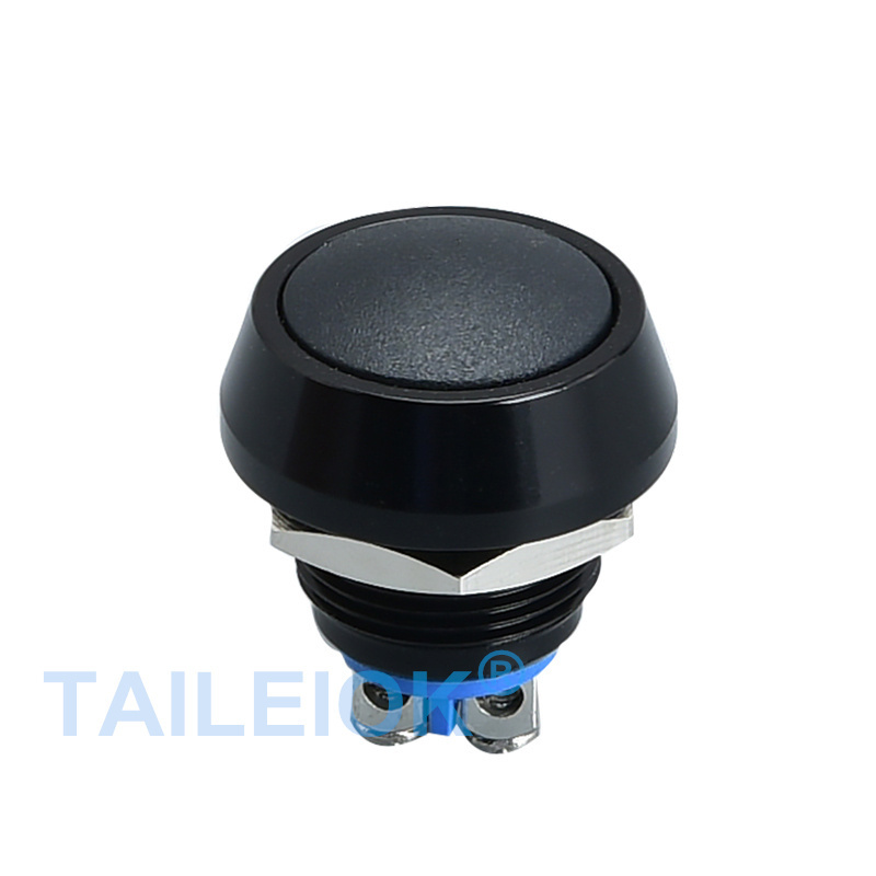 TAILEIOK 12mm solder pin waterproof micro momentary start button round switch sealed push button switches black